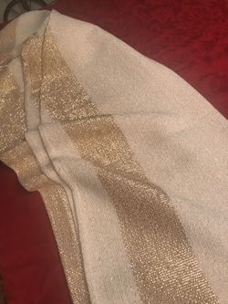 Marshall Fields Vintage gold and cream colored table cloth