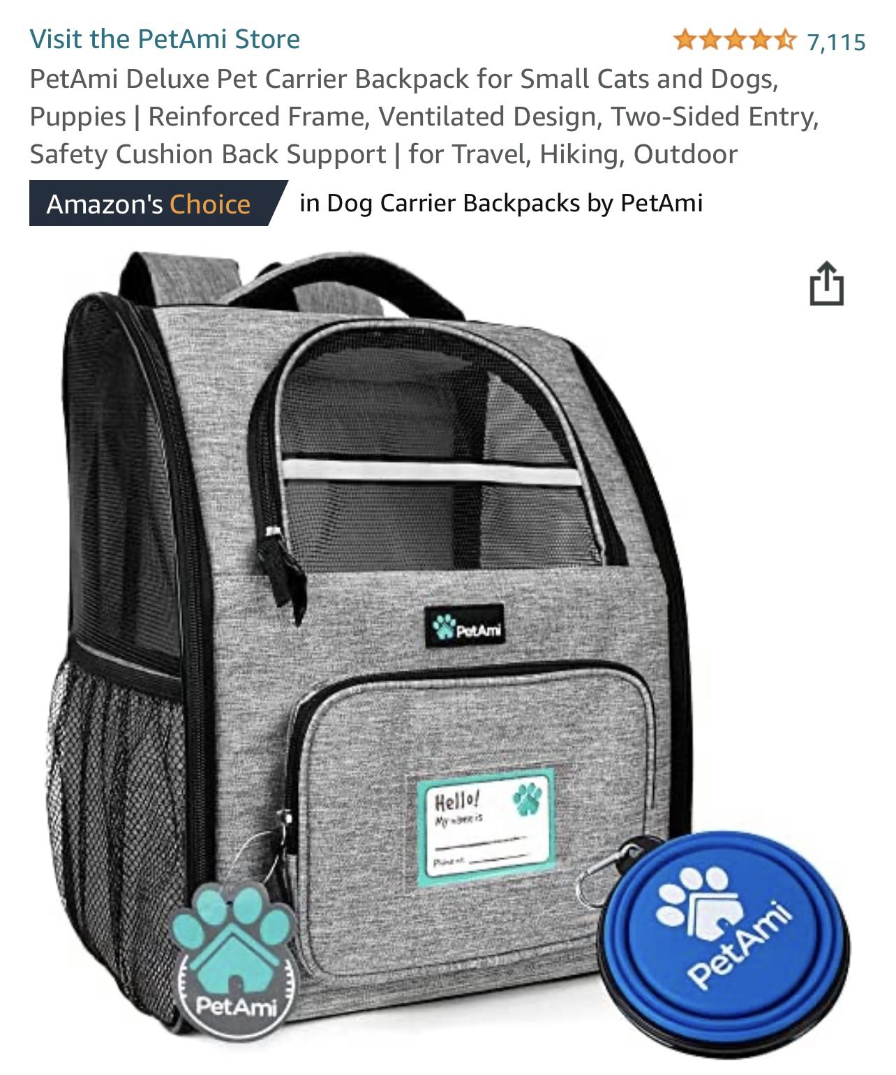PetAmi Deluxe Pet Carrier Backpack for Small Cats and Dogs - New