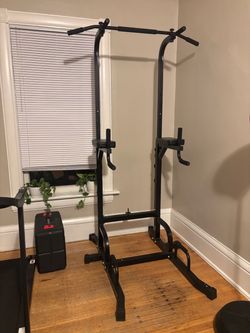 Black Power Tower Pull-Up Dip Station