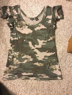 Miss Me - camouflage shirt with sequins - youth size Large