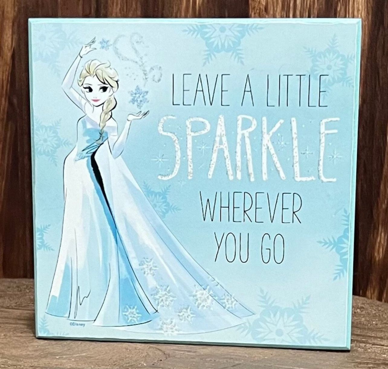 Disney Elsa Leave A Little Sparkle Wherever You Go Wood Wall Decor Sign NO MEETUPS