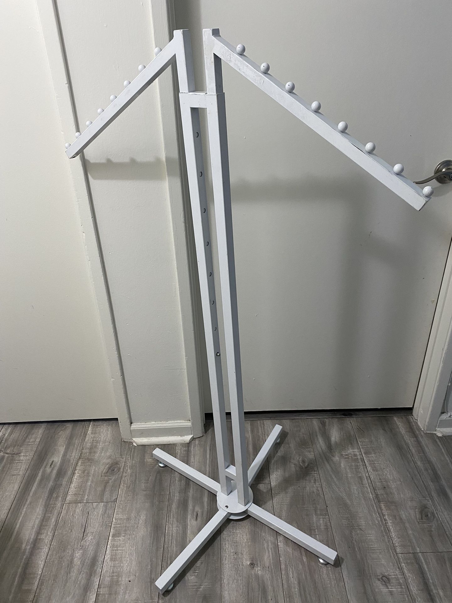 Adjustable Metal Two Way White Rack . Clothes Or Any Garment .