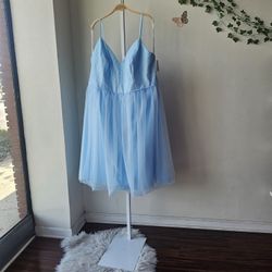 David's Bridal Capri / Light Blue tea lenght lace tull dress / Size 22