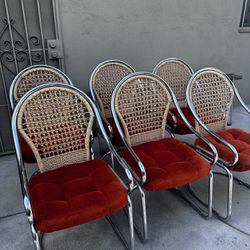 Bassett Mid Century Modern Chrome Wicker Back Chairs 6 Total 125 Each  