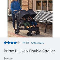 Britax B-Lively Double Stroller, Raven