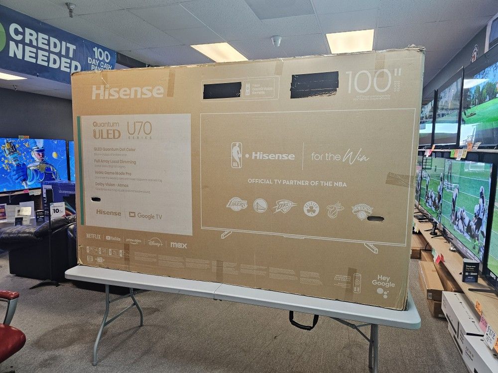 HISENSE 100 INCH ULED QLED TV'S IN STOCK 144HZ FULL ARRAY TOP RATED 100U70N W/WARRANTY - PAYMENT PLANS