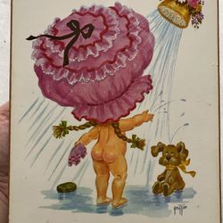 1960's 2 Girls Prints Time GRIFFIN Art Print Plaque VTG