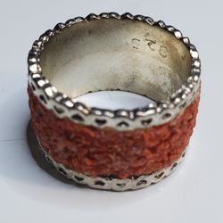 Vintage Sterling Silver 925 Coral Reefs + Heart Design, Size 7, Like New 
