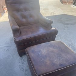 Leather Chair w/ Ottoman 