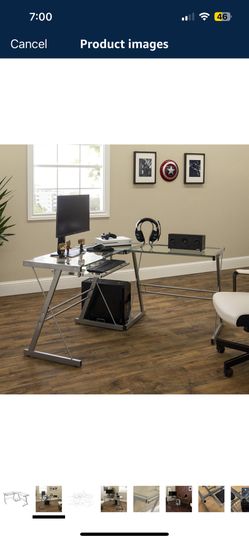 Glass Top L Shaped Corner Desk