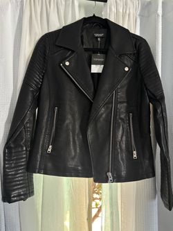 NEW Topshop Black Faux Leather Moto Biker Jacket – Size 6