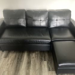 Black Faux Leather Sectional