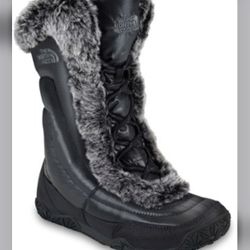 The North Face Womens Appy Nuptse Fur IV Snow Boots Black Mid Calf Lace Up Sz. 5. Pre- owned condition. Make an offer!