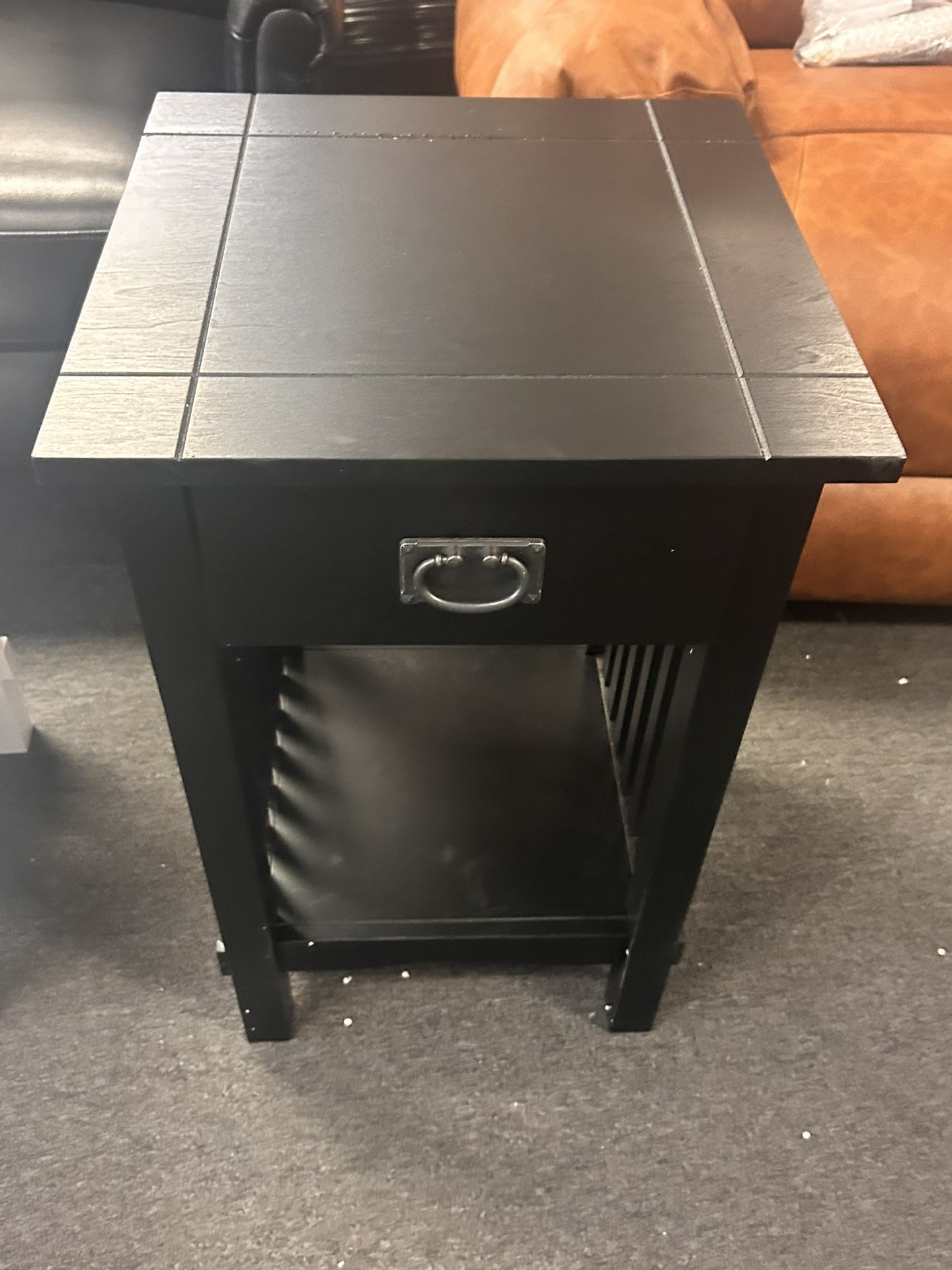 End Table Night Stand Mission Style Black Wood