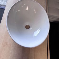 New 16"x 13" Oval White Ceramic Vessel Sink - Modern Egg Shape Above Counter Bathroom Vanity Bowl