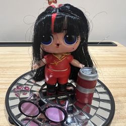 LOL SURPRISE DOLL -  Hair vibes black belt - 3 INCH WITH BOTTLE & SUNGLASSES