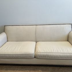 Fabric Three Cushion Nailhead Couch 