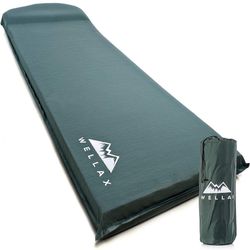 WELLAX Sleeping Pad - Foam Camping Mats, Fast Air Self-Inflating Insulated Durable Mattress for Backpacking, Traveling and Hiking - Ultrathick All-Wea