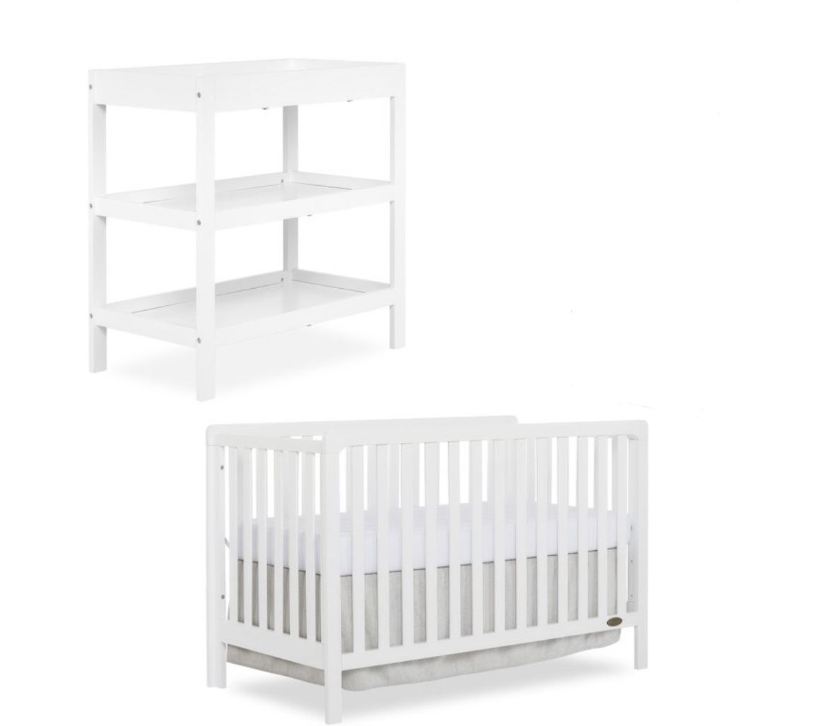 White Crib With Changing Diaper Table 