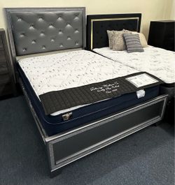 Queen gray bed frame