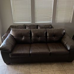 Brown Leather Couch Set
