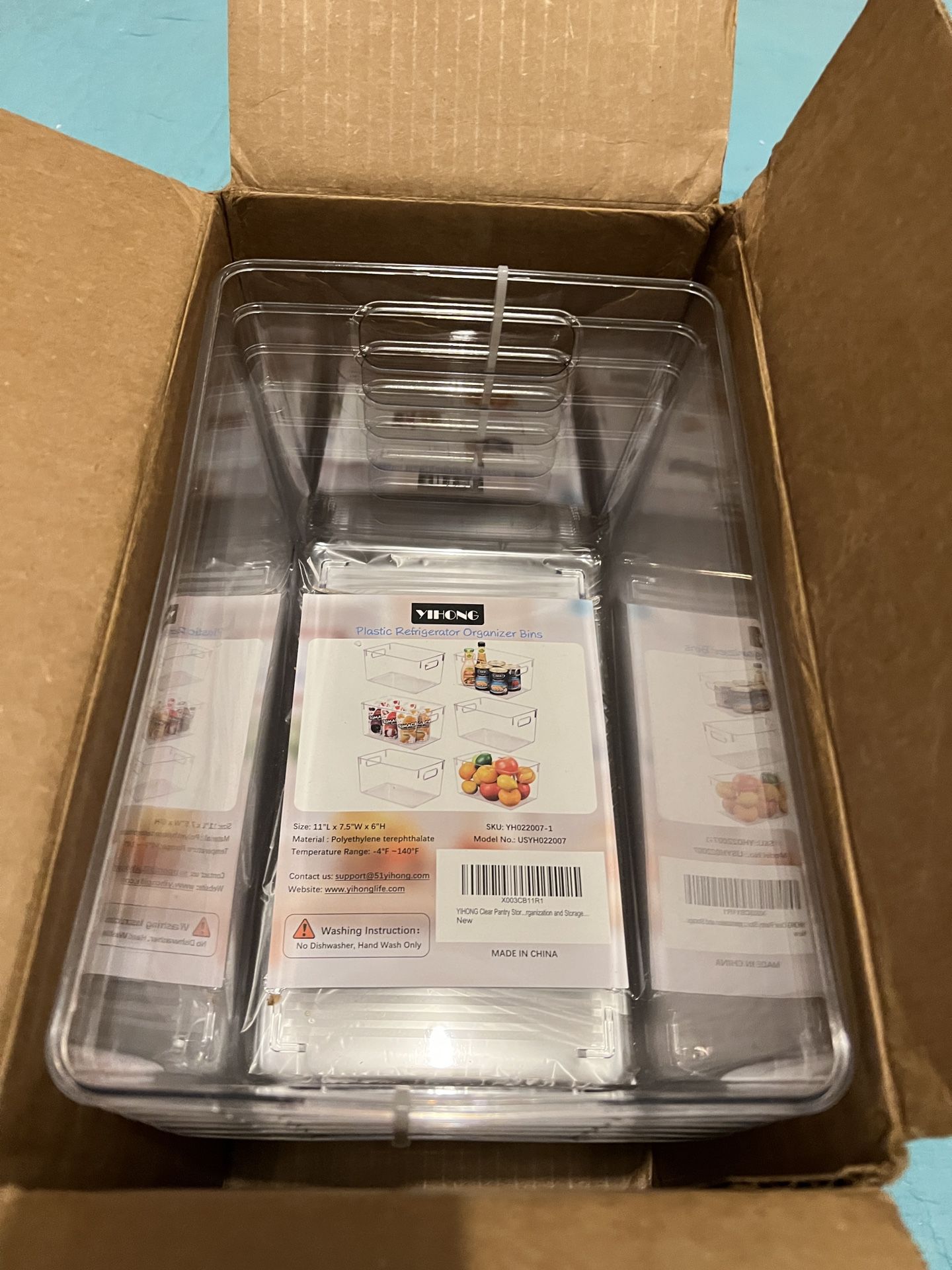  YIHONG Clear Pantry Storage Organizer Bins, 6 Pack