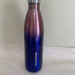 Nathan Chroma Steel Blue Pink Ombre Water Bottle Vacuum Insulated BPA Free 18oz