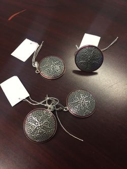 Women's Sterling Silver .925 Earrings, Pendant, and Ring Matching Set