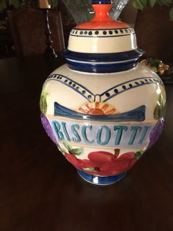 Beautiful Colorful Hand Painted Ceramic Cookie Jar