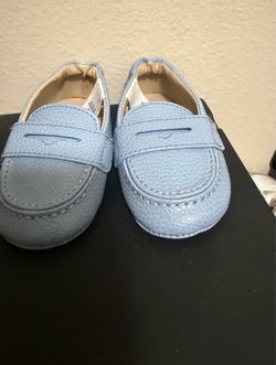 Baby Blue Leather Penny Loafers 6-12 months