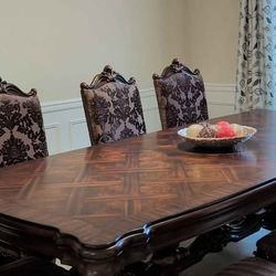 Brand New $5K Formal Dining Set - Never Used - 9-Piece Luxury Wood & Leather