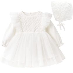 Baby Girl Christening Dress Classic Infant Baptism Wedding Tulle Dress for Spring Summer