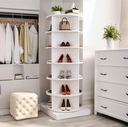 360° Rotating Bookshelf ā White 6-Tier Bookcase Storage Organizer