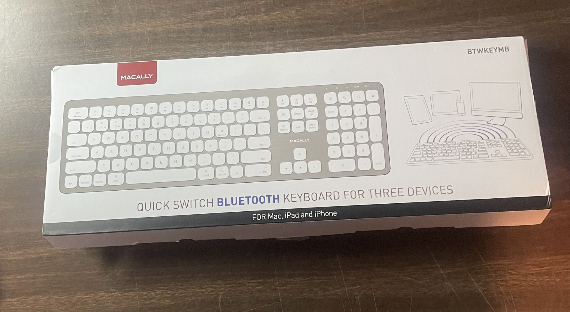 Macally Quick Switch Bluetooth Keyboard for 3 Devices Mac - iPad - iPhone 