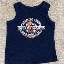 New Baby & Toddler Boy Size 18 Months Blue “Traveling Abroad” Tank Top