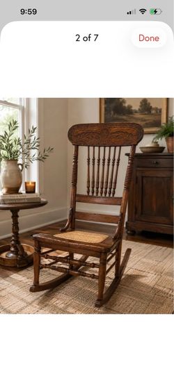 Antique Wood Rocking Chair with Cane Seat