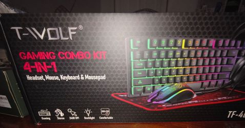 4 IN 1 Wired Gaming Keyboard and Mouse Headset Combo