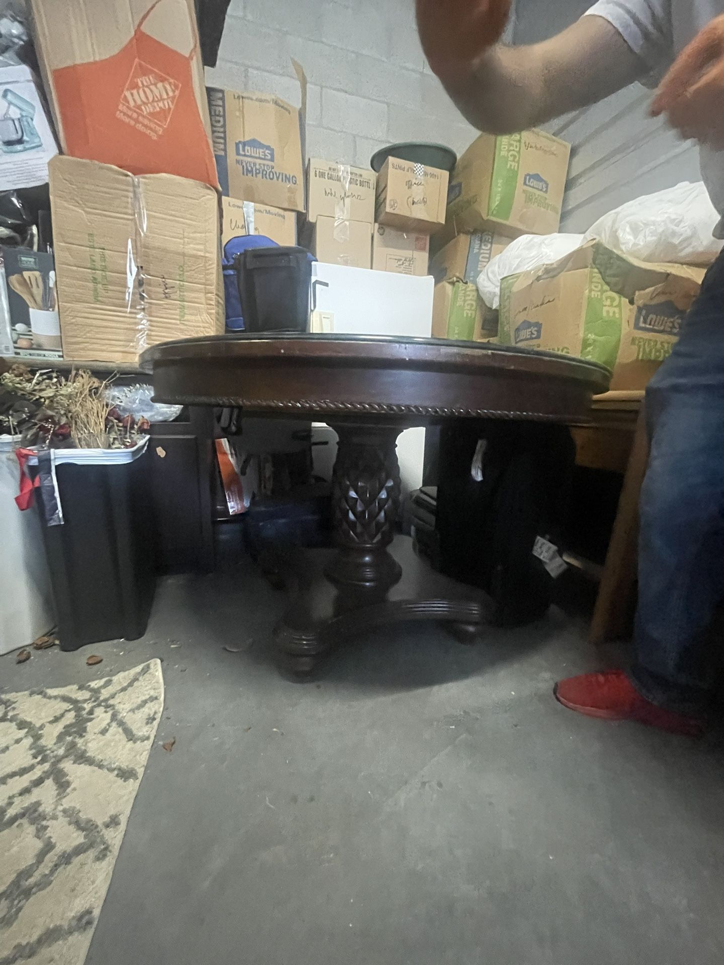 Handcrafted Wooden Table With Glass Top