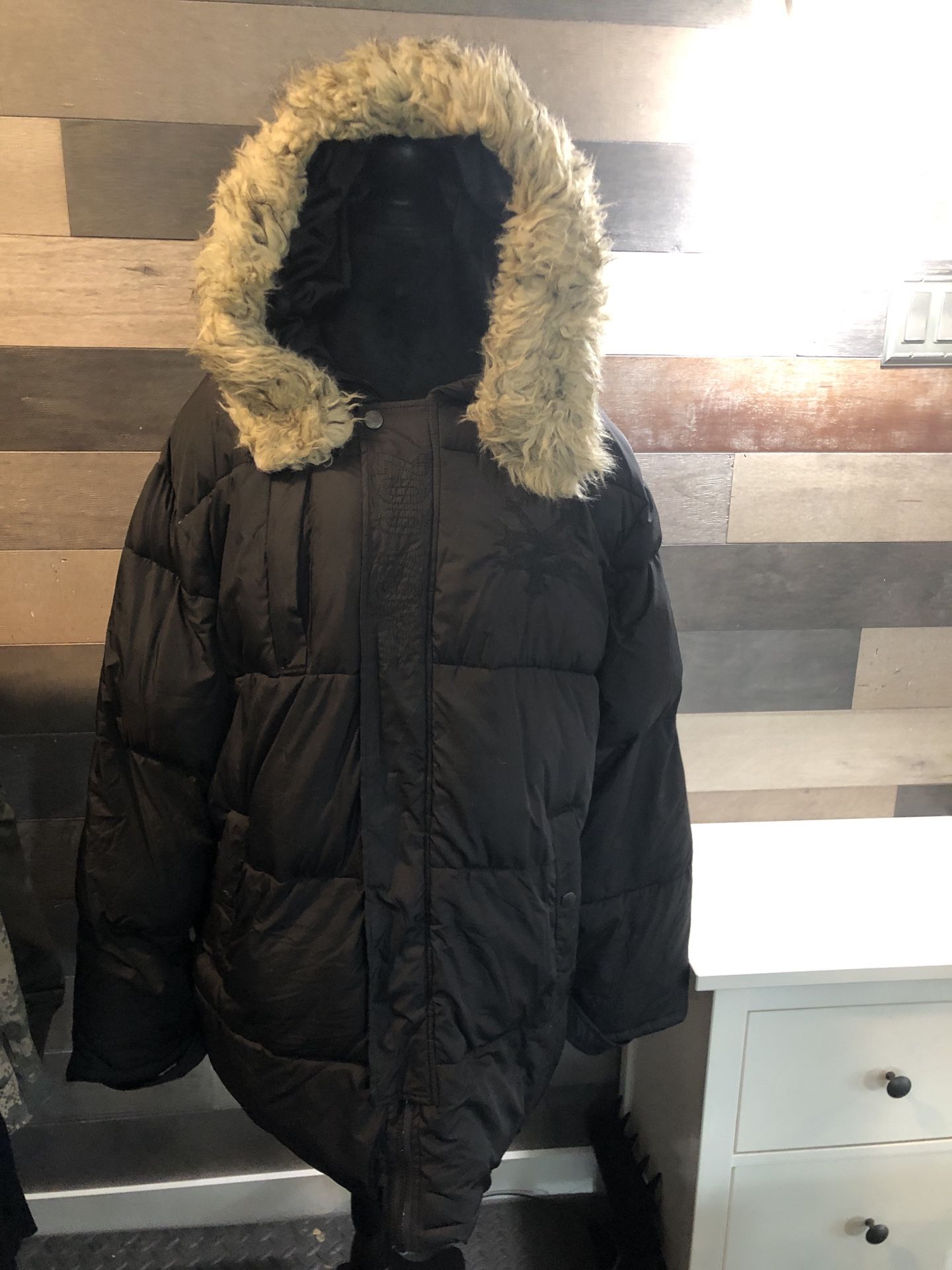 ZOO YORK Unbreakable Black Faux Fur Parka Jacket Coat - SIZE XL
