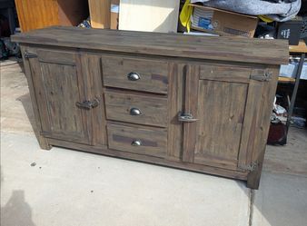 Walter of Wabash Solid Wood Rustic Sideboard / Buffet Cabinet