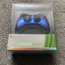 RARE Xbox 360 Special/Chrome Edition Wireless Controller- Silver Blue