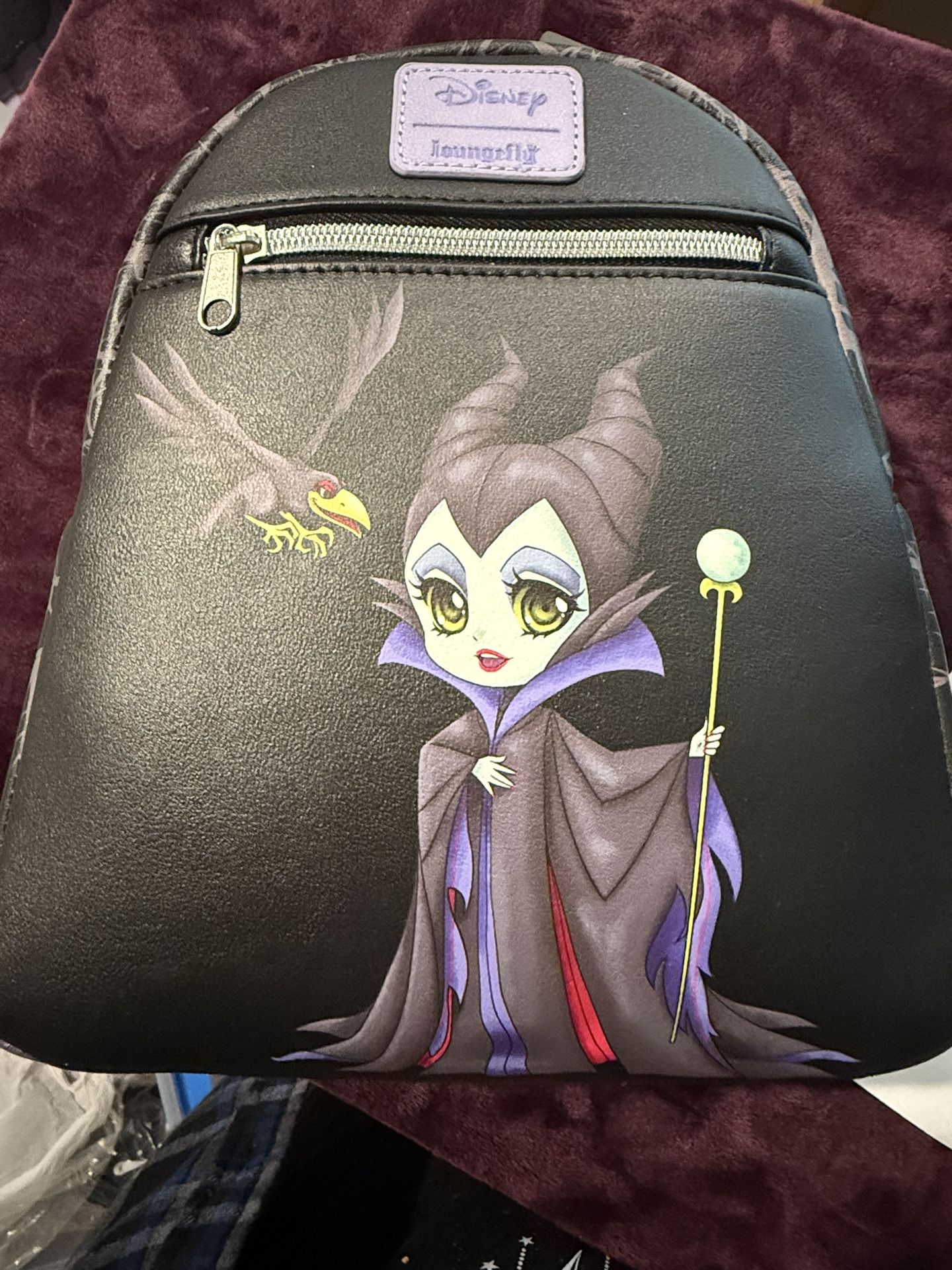 NWT RARE! Loungefly Disney Maleficent Chibi Mini Backpack Black 