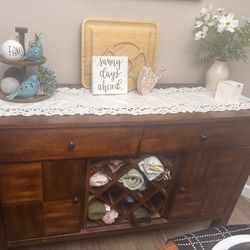 Wood Sideboard Buffet Cabinet With Wine Rack