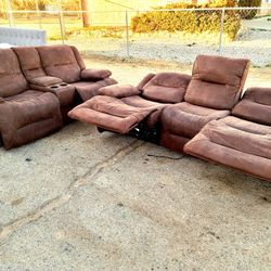 Brown Electric Recliner Sofa Set