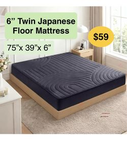 6” Twin Size Japanese Floor Mattress Futon Mattress Twin Size 6 Inch Thick Foldable Tatami Mat, Washable Cover, Portable Floor Bed for Sleeping, Guest