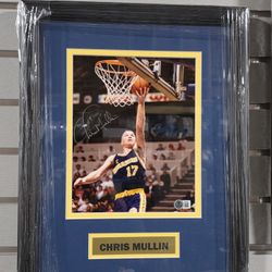 Signed Autograph Chris Mullin Golden State Warriors Framed Basketball Photo Display
