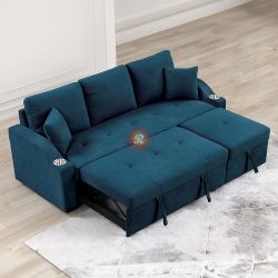 Sleeper Pull Out Sofa Bed Sectional Couch with Cup Holder