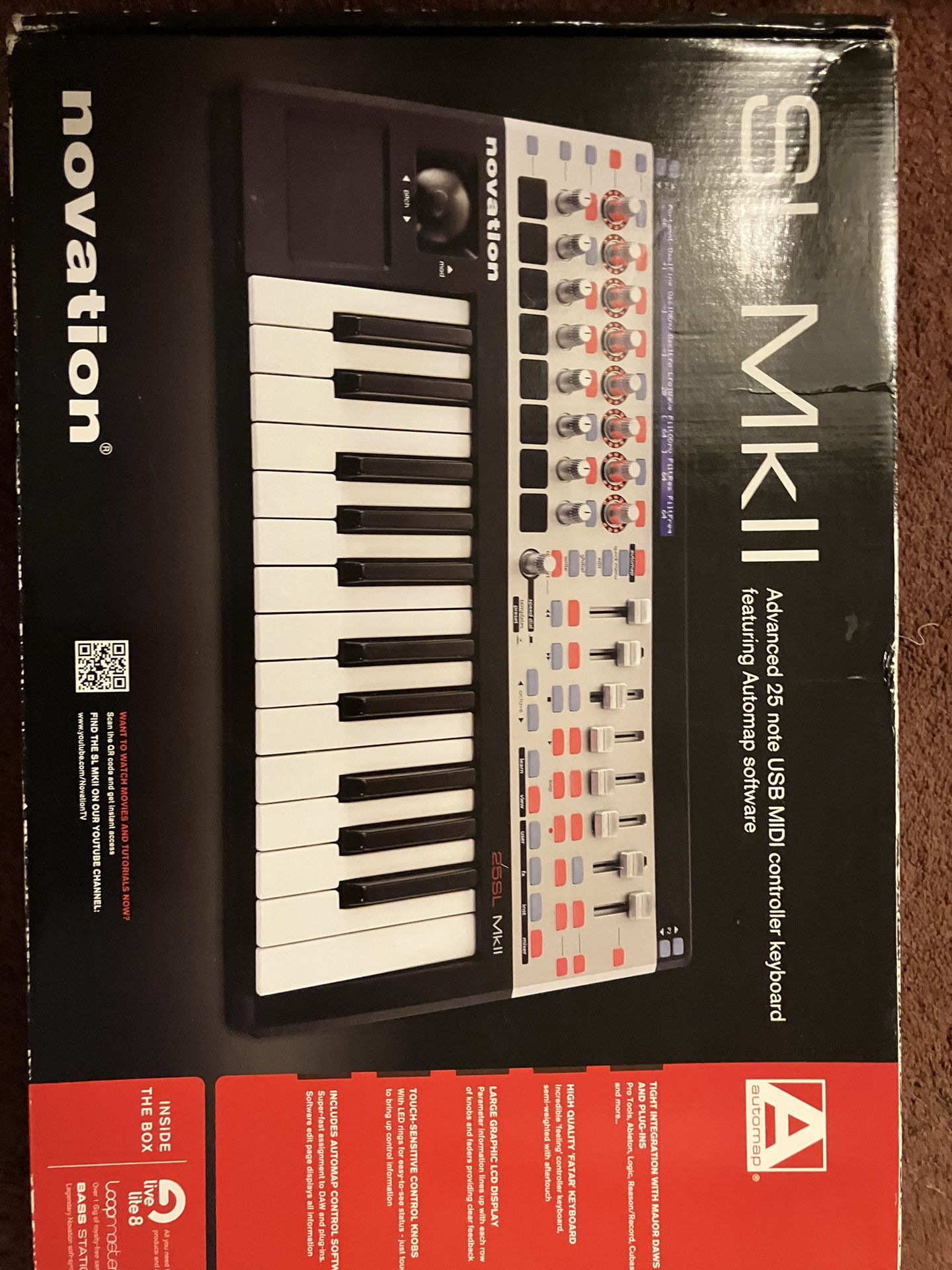 Novation SL MKII USB MIDI controller keyboard. USB plug n play.