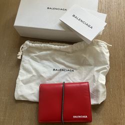 Red Balenciaga wallet