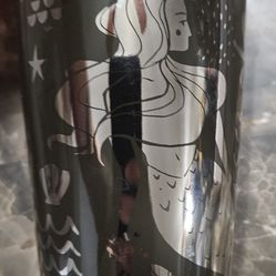 Starbucks Ceramic Tumbler Black Silver Siren Mermaid Mug Holiday With Lid